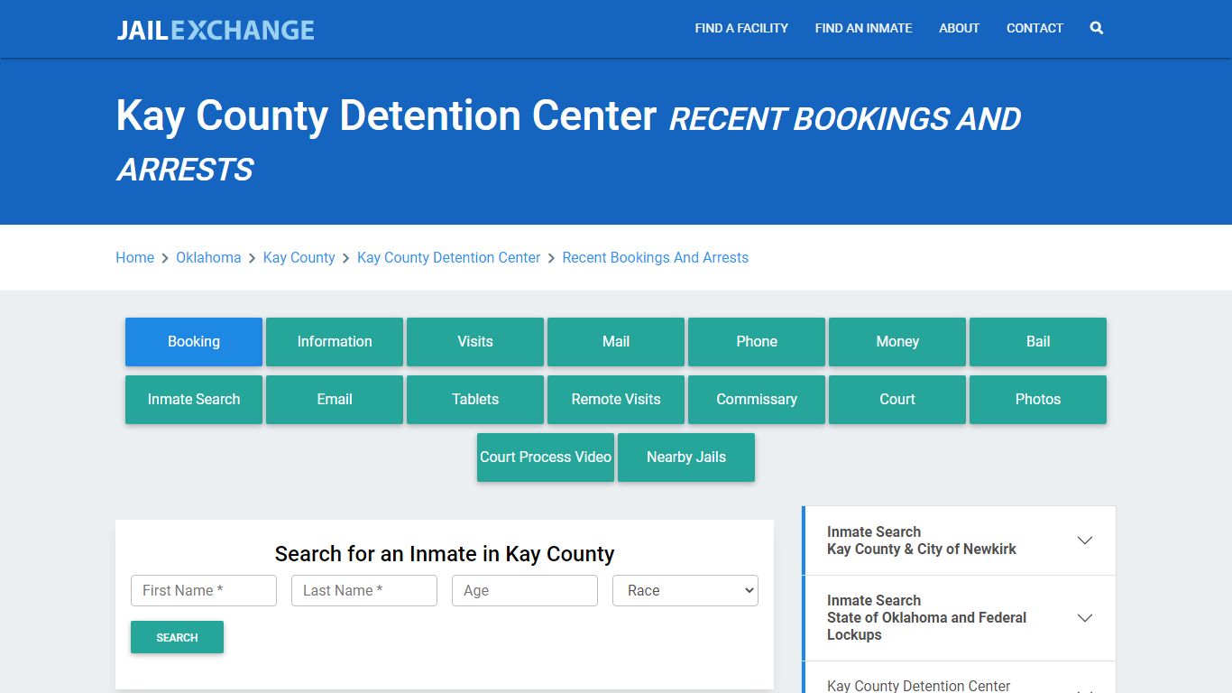 Kay County Detention Center Recent Bookings And Arrests - Jail Exchange