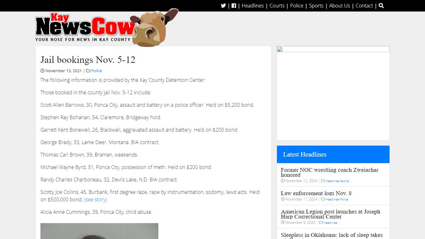 Jail bookings Nov. 5-12 - Kay NewsCow